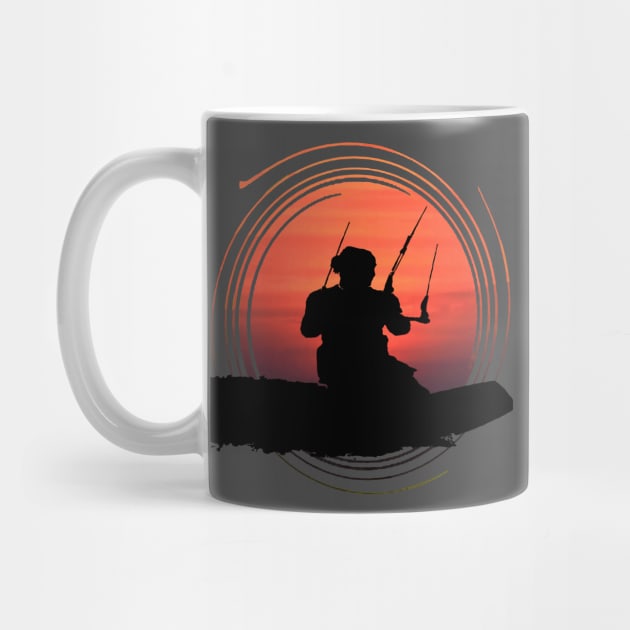 Kitesurfer Surfing The Wave Artistic Silhouette And Sunset by taiche